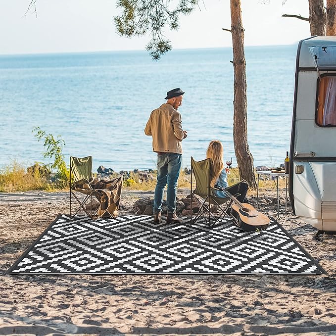 GENIMO Outdoor Rugs 8x10 Waterproof, Reversible Mats, Area Plastic Straw Rug,...
