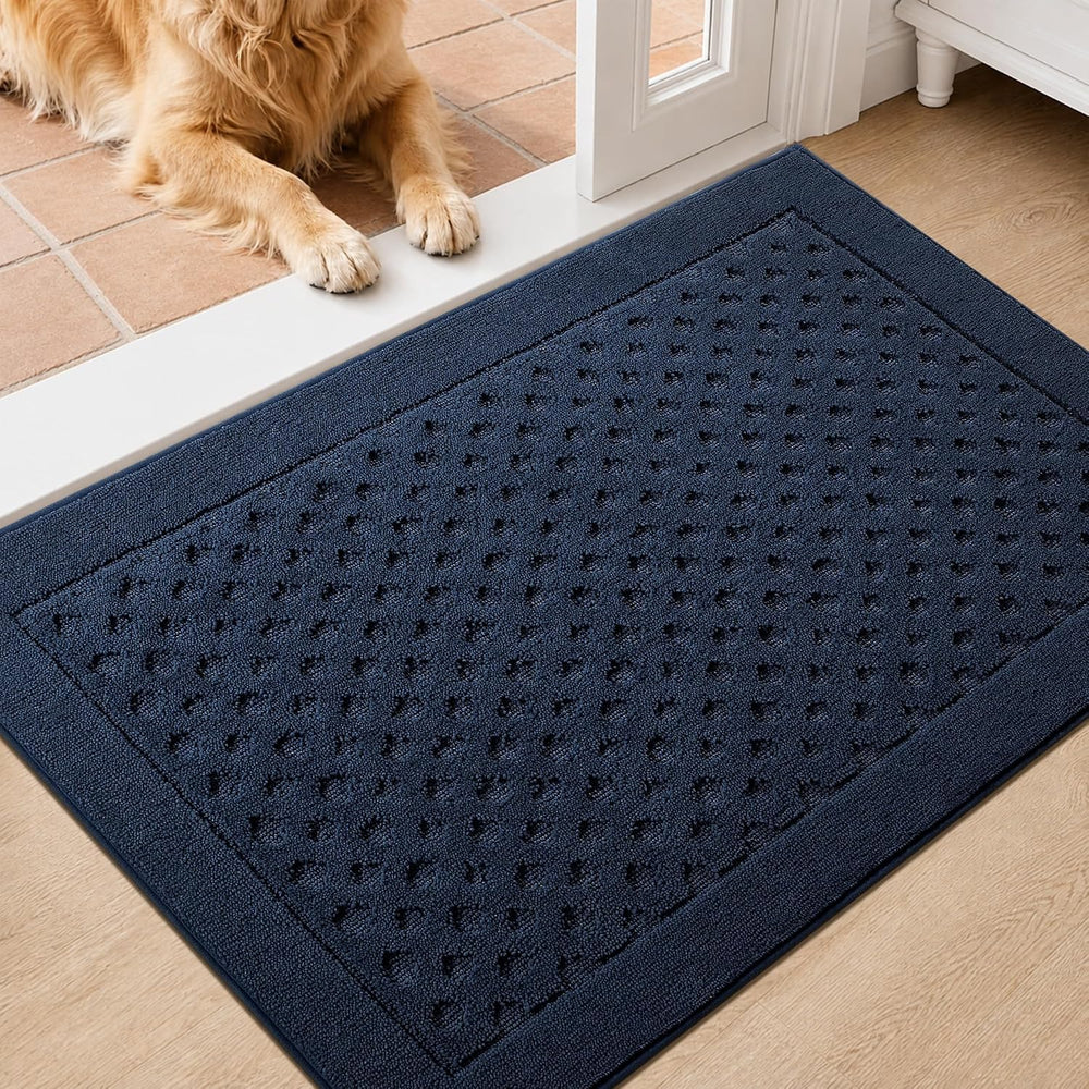 Dirt Trapper Door Mat 24"x 36", Non-Slip Entryway Rugs, Navy Blue