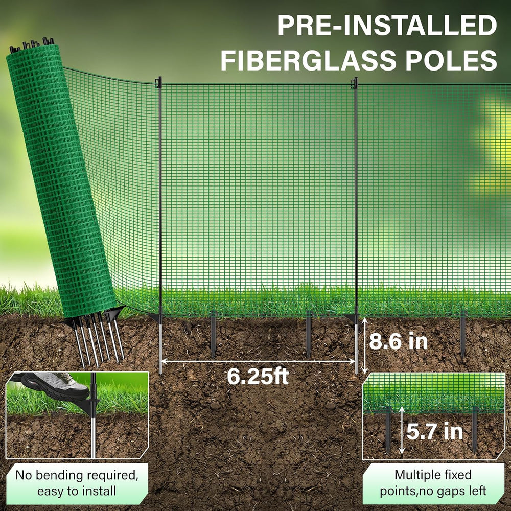 Temporary Fence with Posts,3‘x50‘ Animal Barrier Dog Portable Fencing