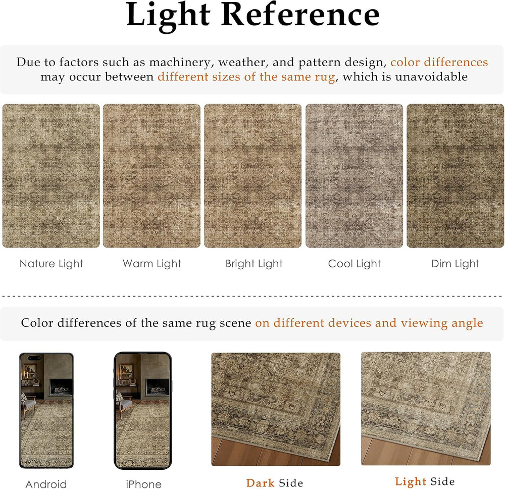 4x6 Area Rug Brown Vintage Distressed Carpet