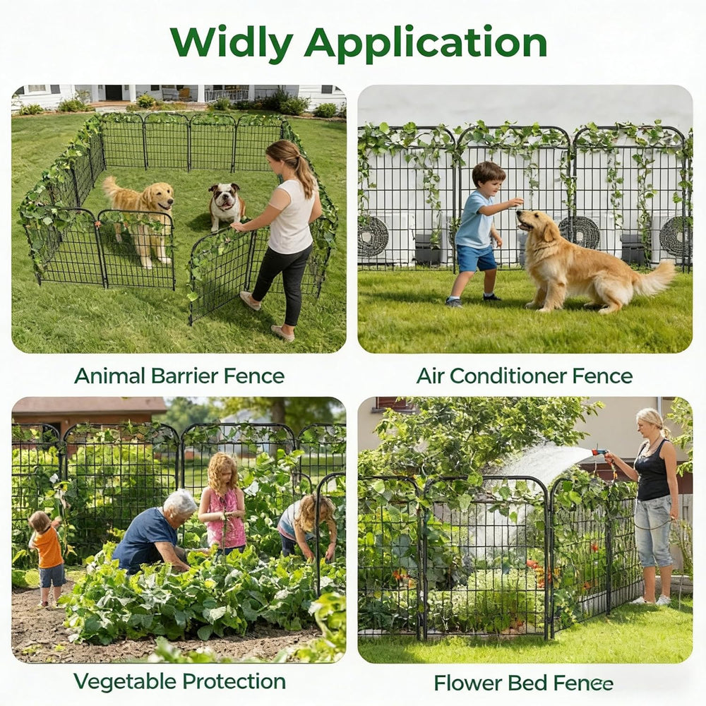 AMAGABELI 4 Panels 44 in(H )X 12 ft(L) Decorative Garden Fence Gate,Dog Fence...