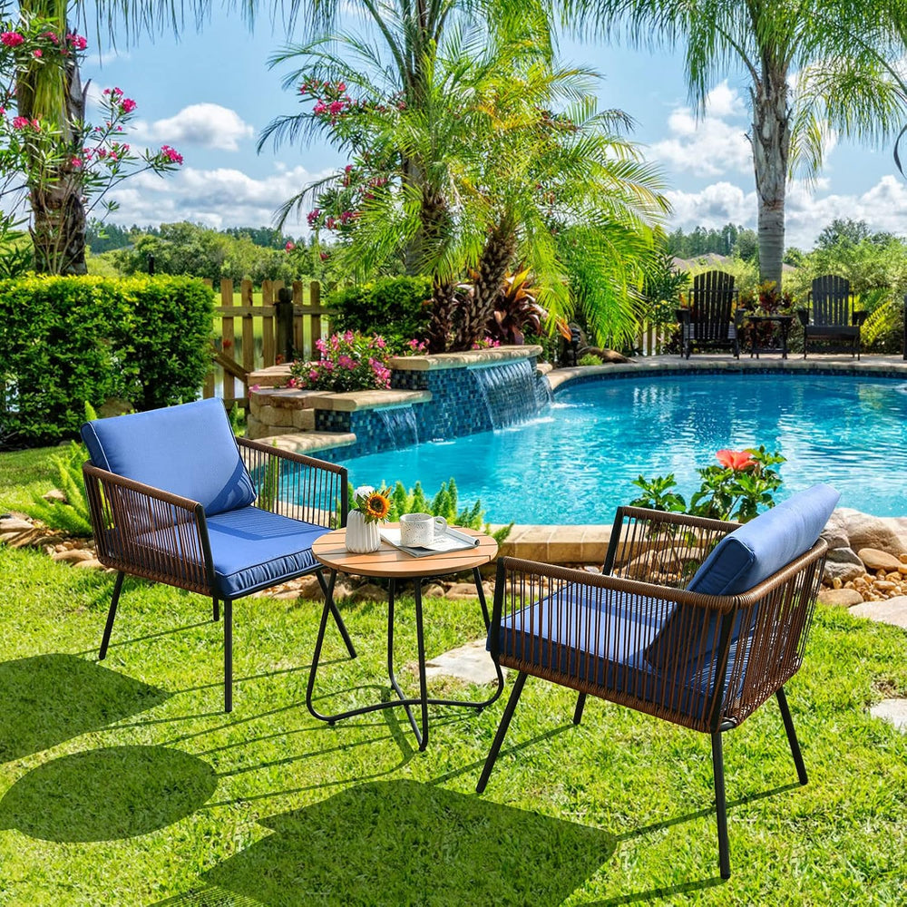 Tangkula 3 Pieces Patio Bistro Set, Outdoor Conversation Chair Set with Coffe...
