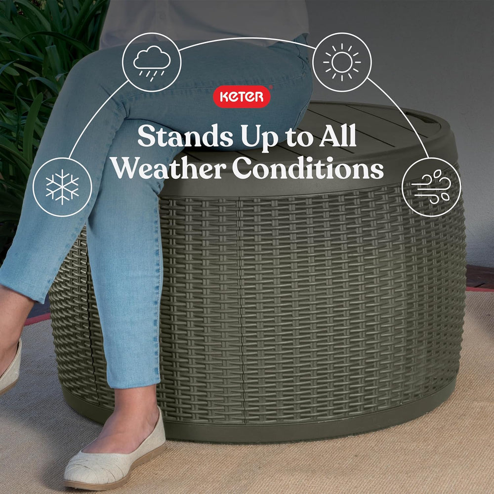 Keter Circa 37 Gallon Resin Deck Box Stool, All-Weather Outdoor Storage Seat ...