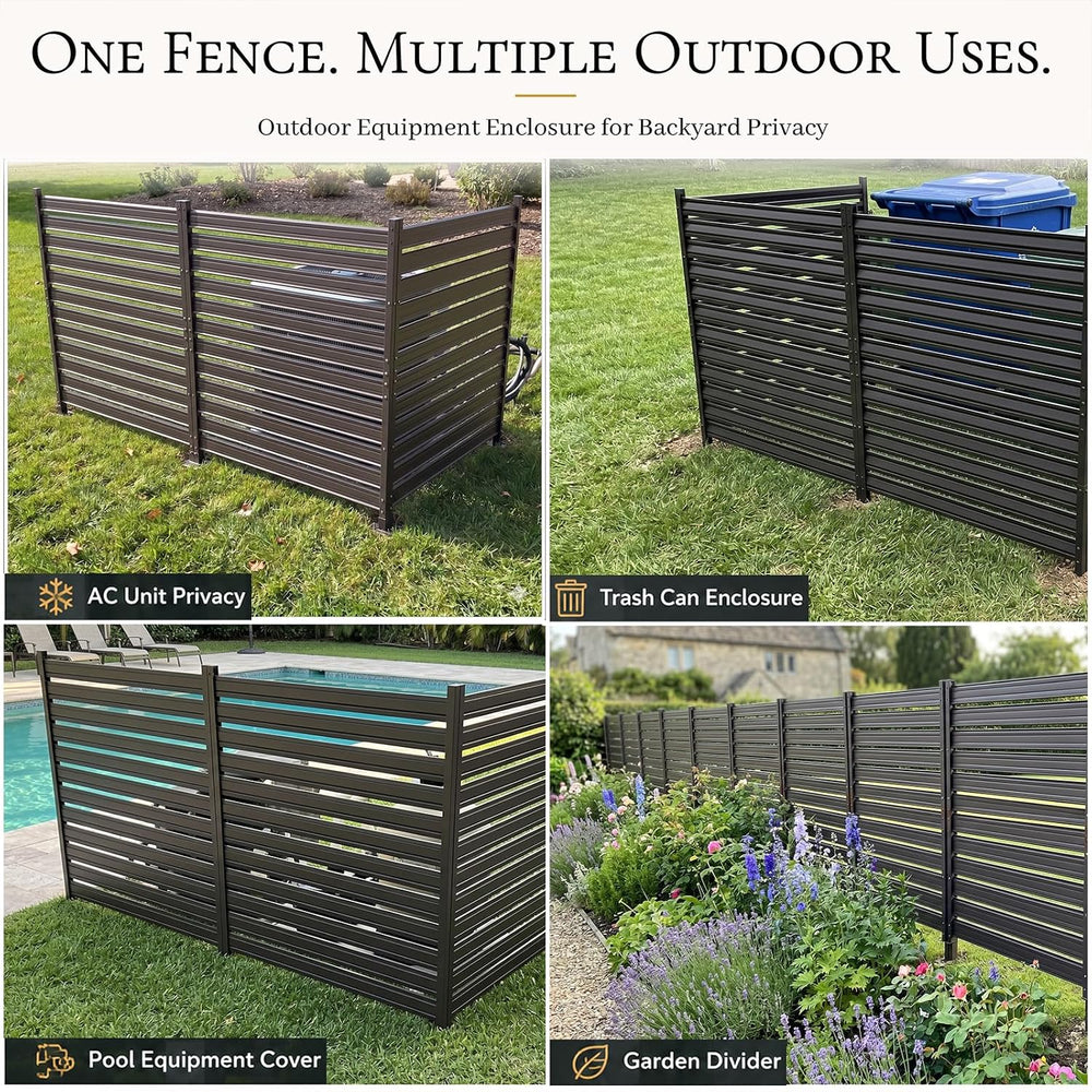Air Conditioner Fence 3 Panels, 42" H x 9.5 FT W Metal Outdoor Privacy S...