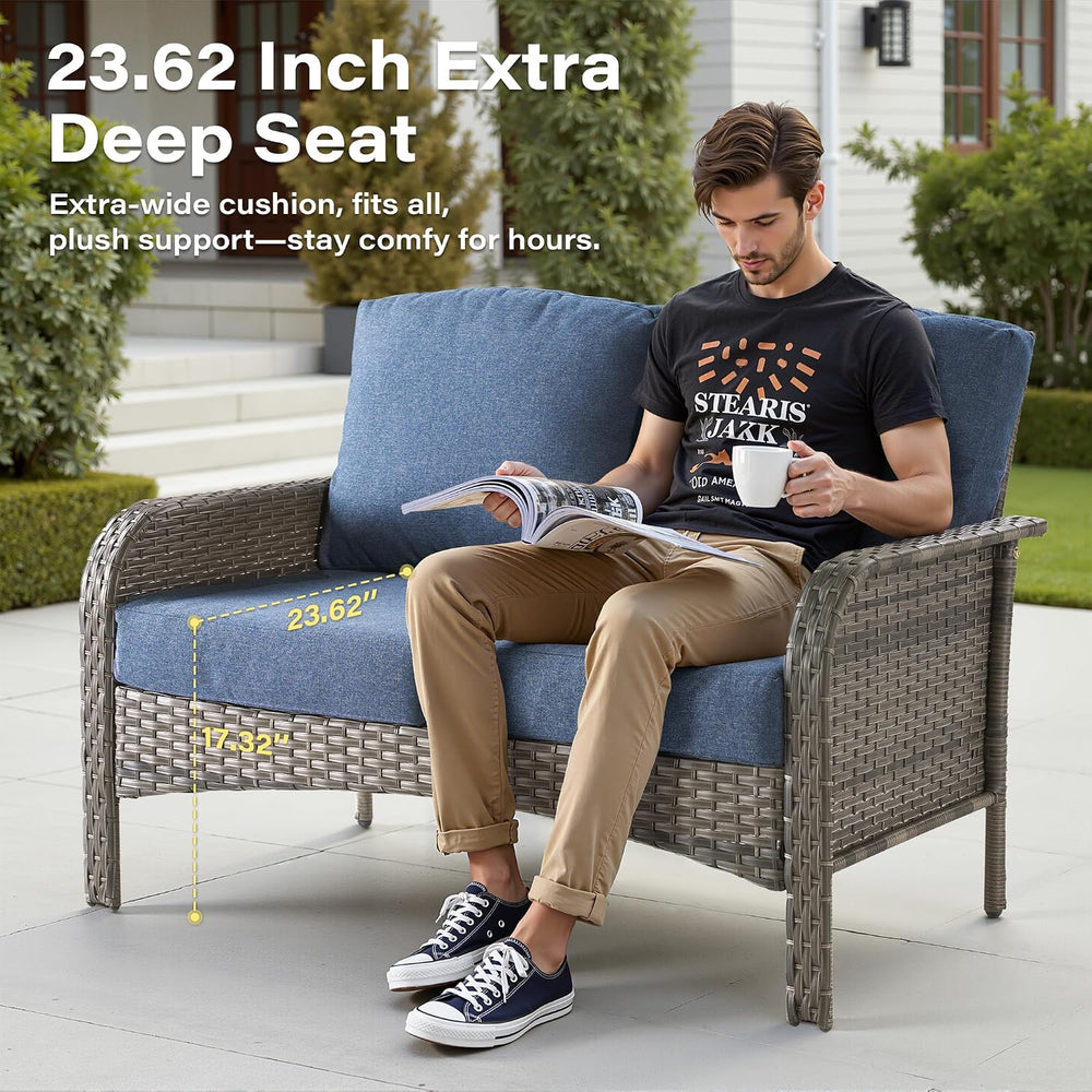 5 Pieces Patio Conversation Sets,Patio Furniture Set with Swivel Rocking Chai...