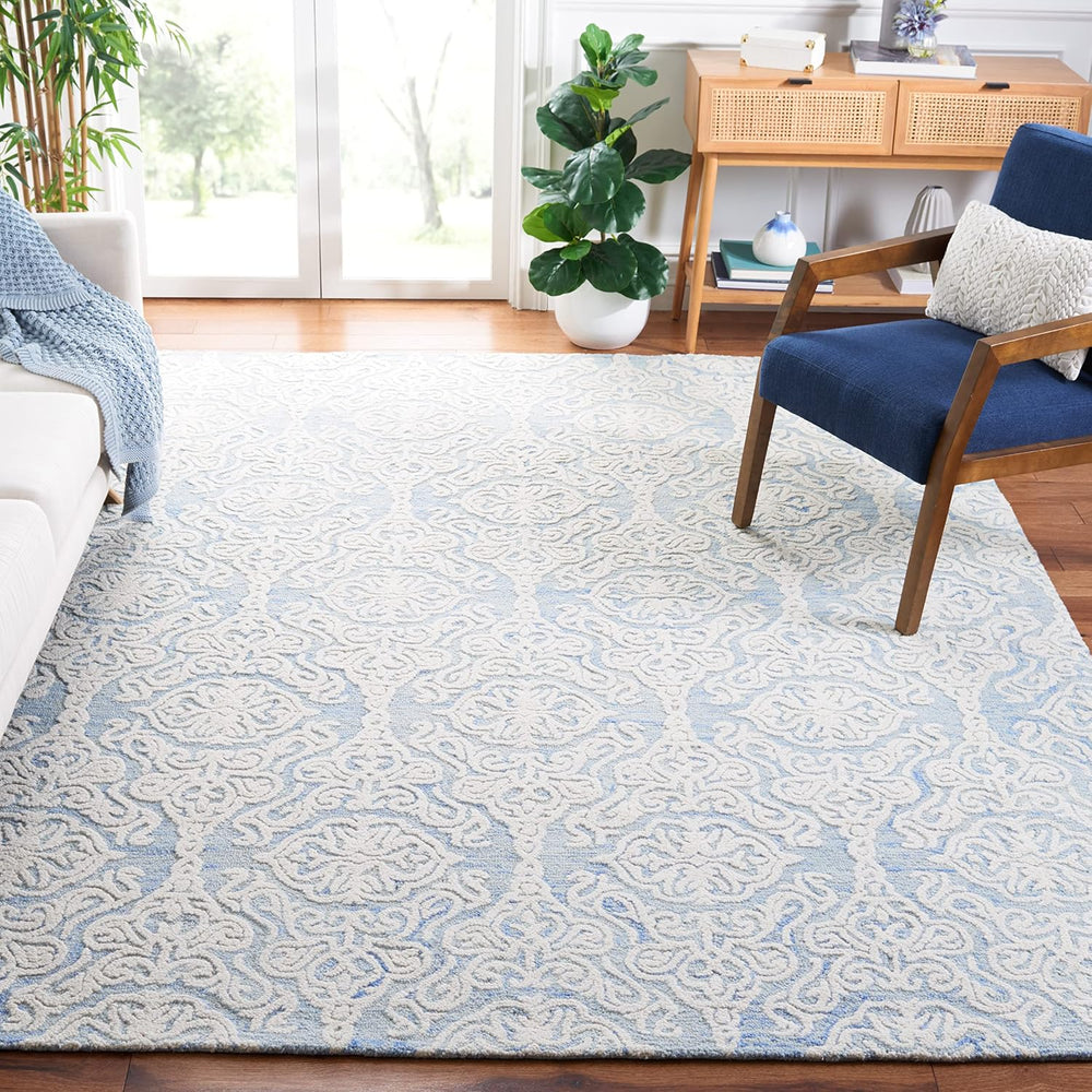 SAFAVIEH Blossom Collection Area Rug - 10' x 14', Blue & Ivory, H...