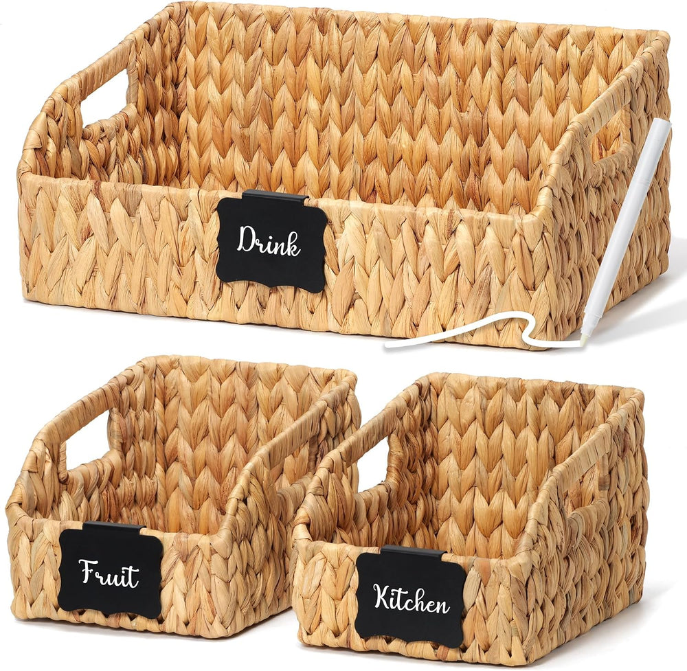 Pantry Baskets and Organizers, Large Wicker Baskets for Shelves, Handwoven La...