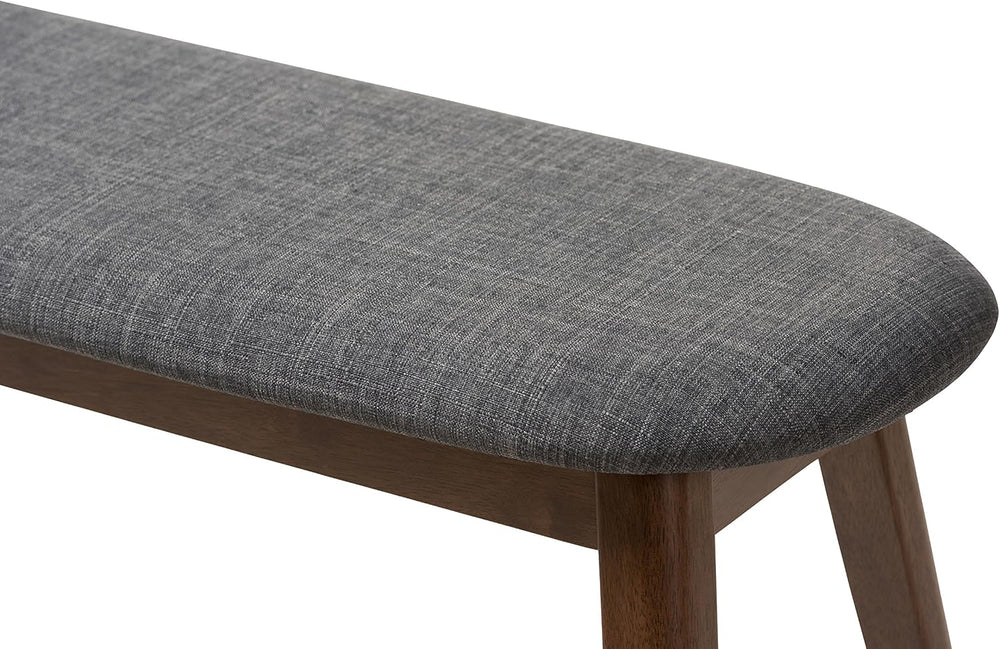 Baxton Studio Easton Mid-Century Modern Dark Grey Fabric Upholstered Walnut F...