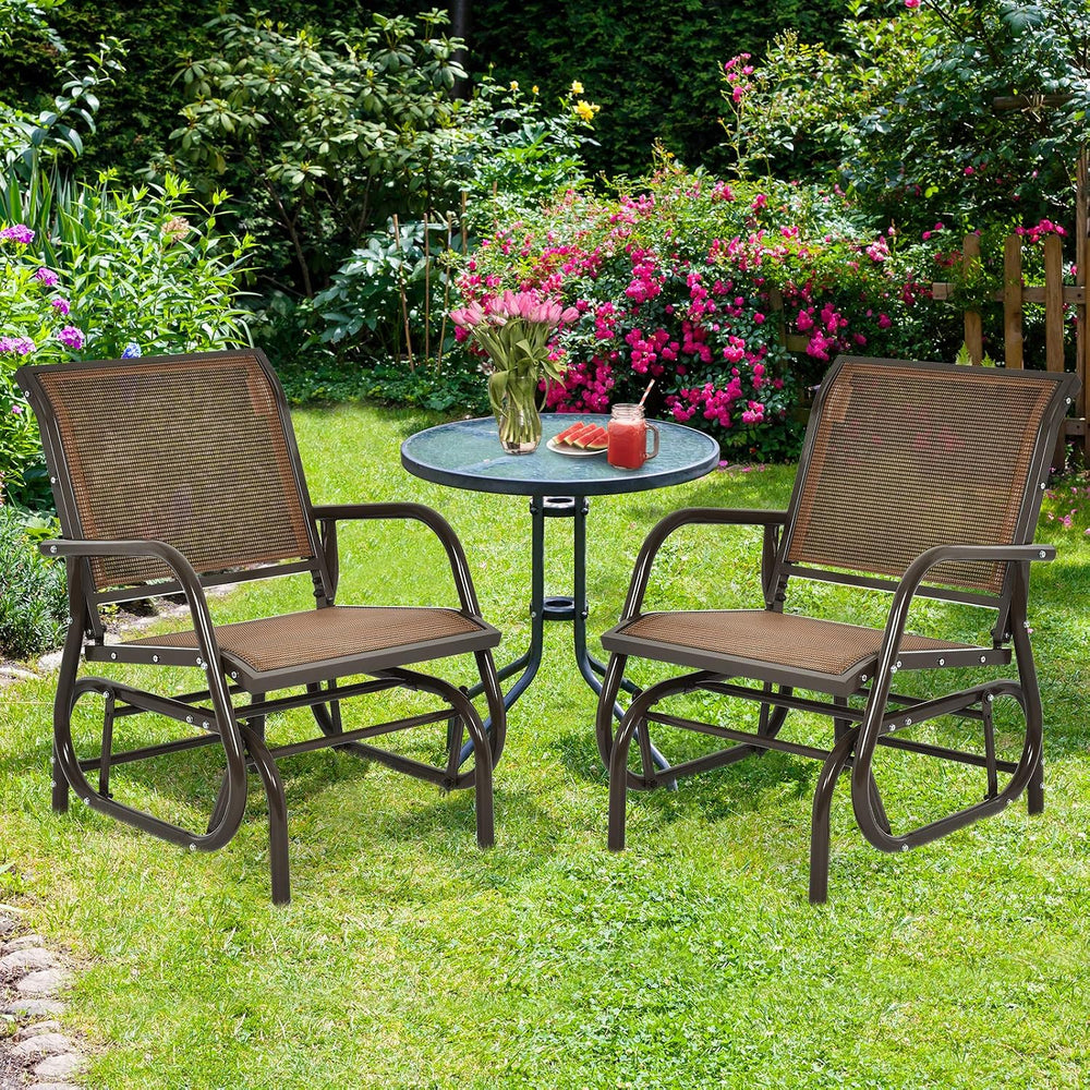 S AFSTAR Outdoor Patio Glider Chairs Set of 2, Porch Glider Swing with Breath...