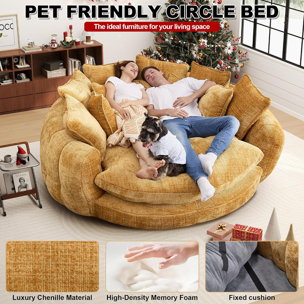 81.1" Oversized Round Chaise Lounge, Extra-Thick 14.9" Seat Wrap-Ar...