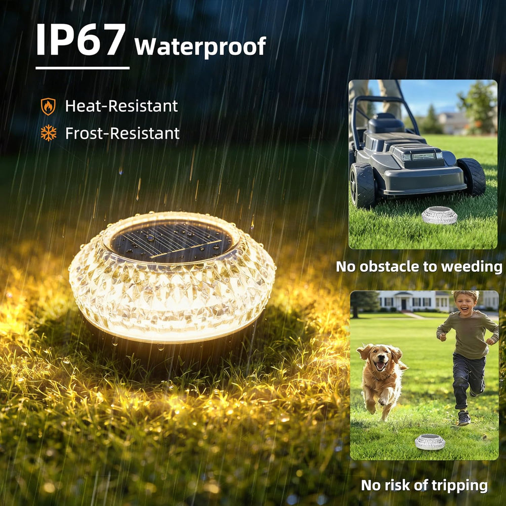 VOLISUN Solar Ground Lights Outdoor,12 Pack Flat Solar Pathway Lights