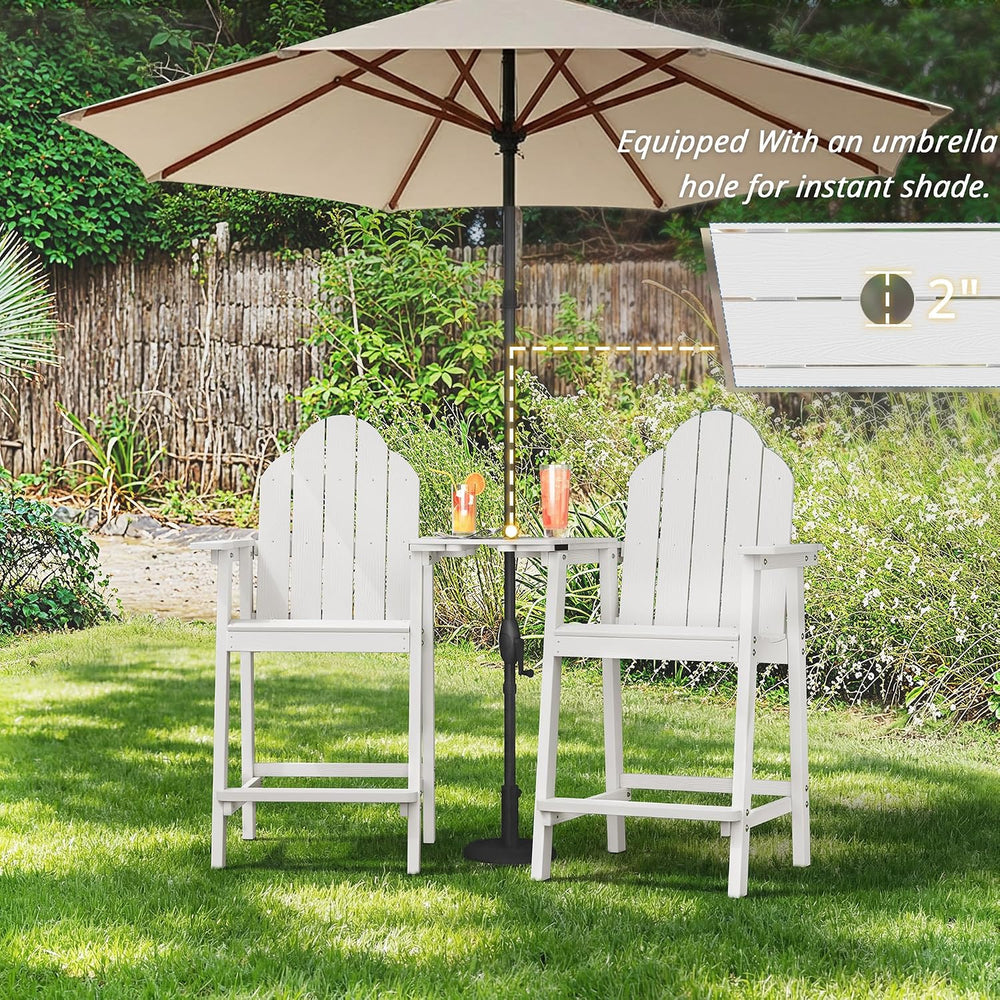 LUE BONA Tall Adirondack Chair Set of 4, HDPS Bar Height Chairs, White