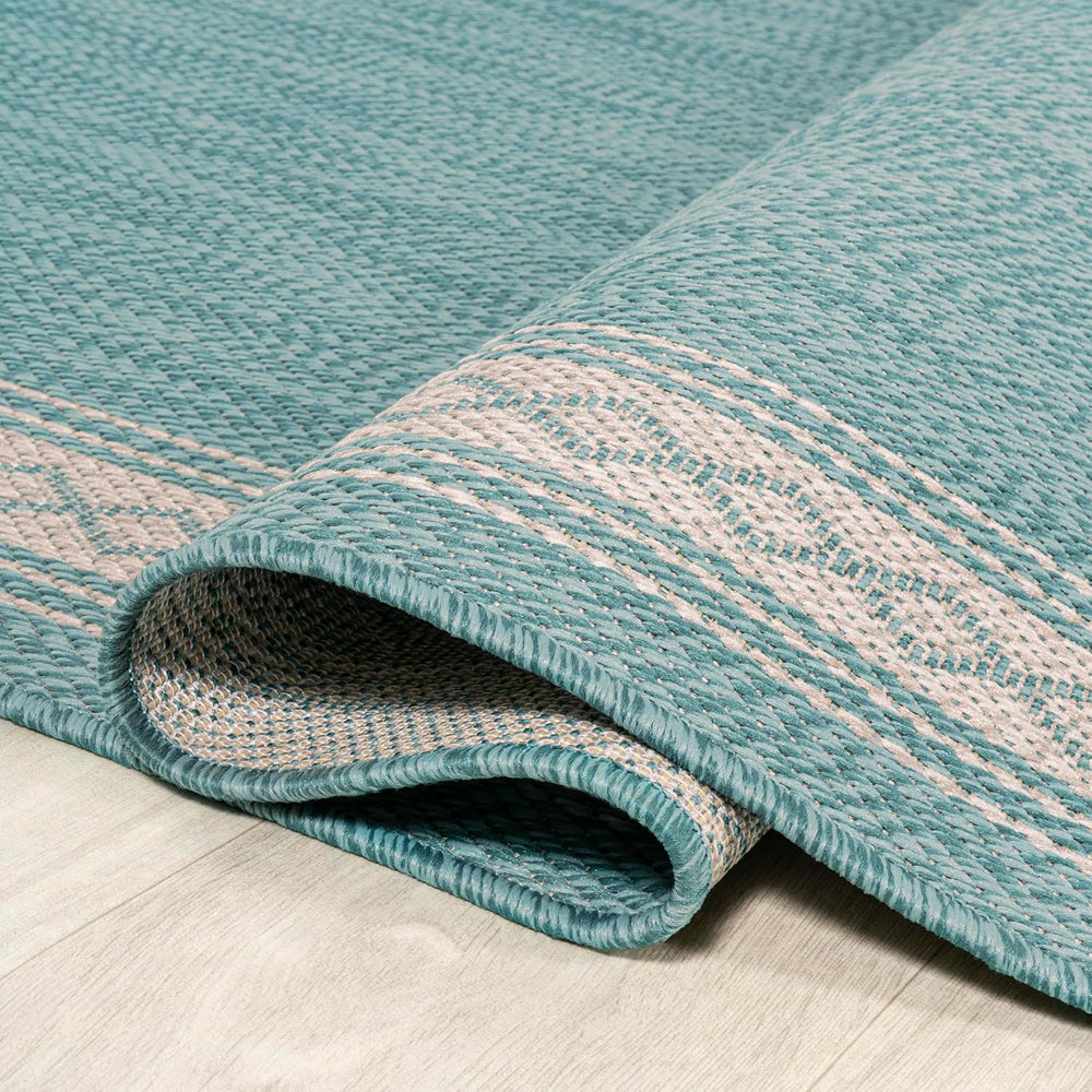 JONATHAN Y Diamond Border Indoor Outdoor Area Rug 3X5 Aqua/Light Gray, Lucia ...