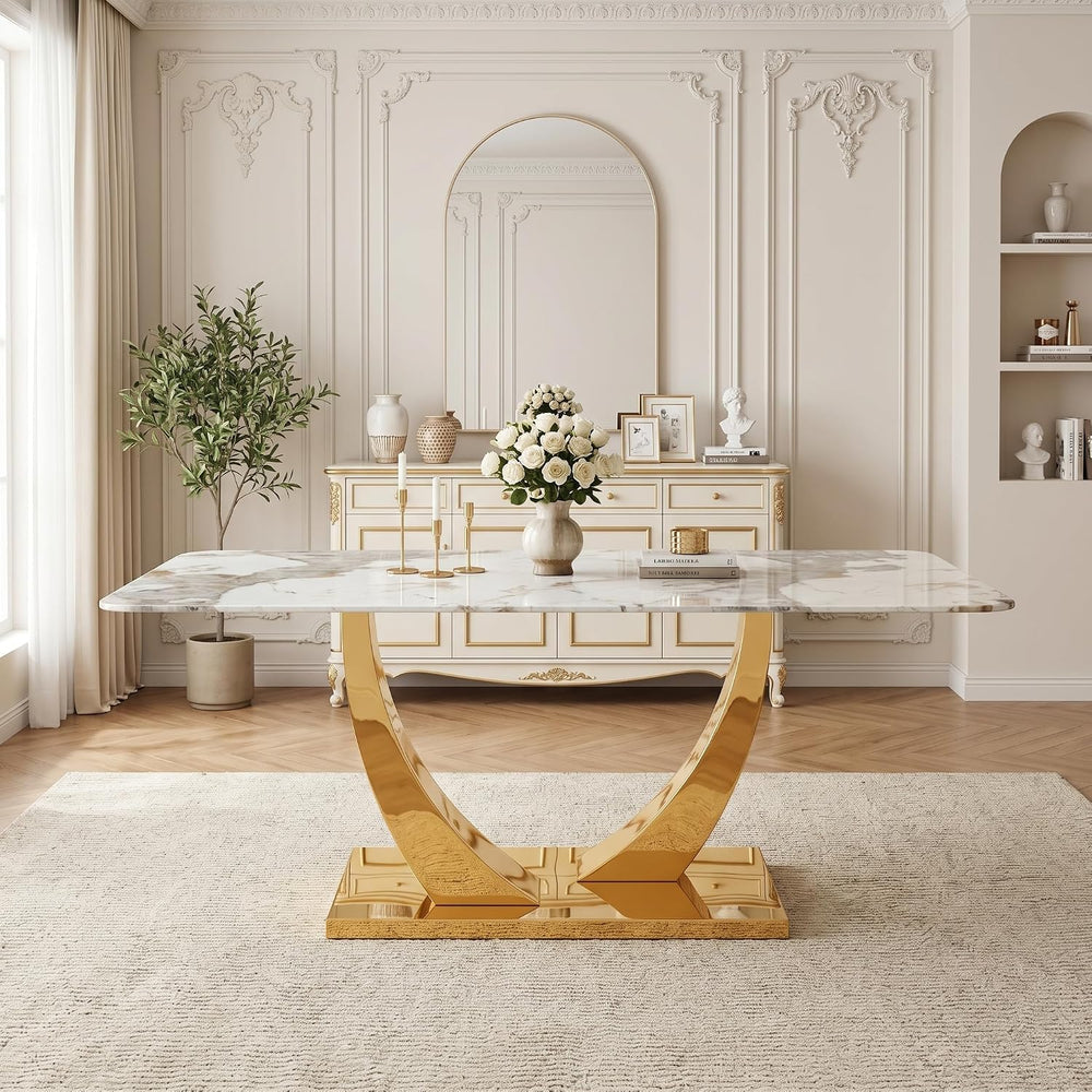 63” Glass Dining Table, Dining Table for 6, Modern Kitchen Table