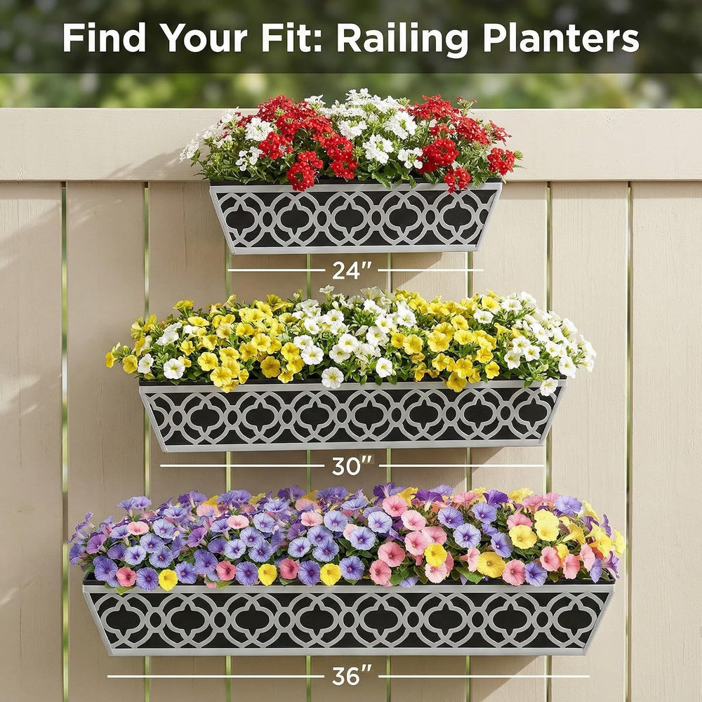 HFHOME 2 Pack 30 Inch Railing Planter Boxes with Adjustable Brackets & No...