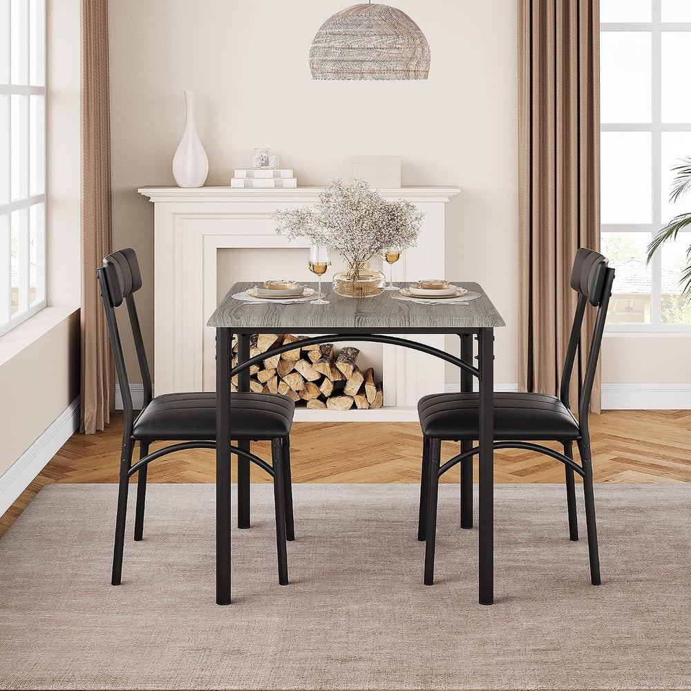 Amyove Modern Rustic Gray Square Dining Set, 29.2' L x W 30.1' H Tabl...