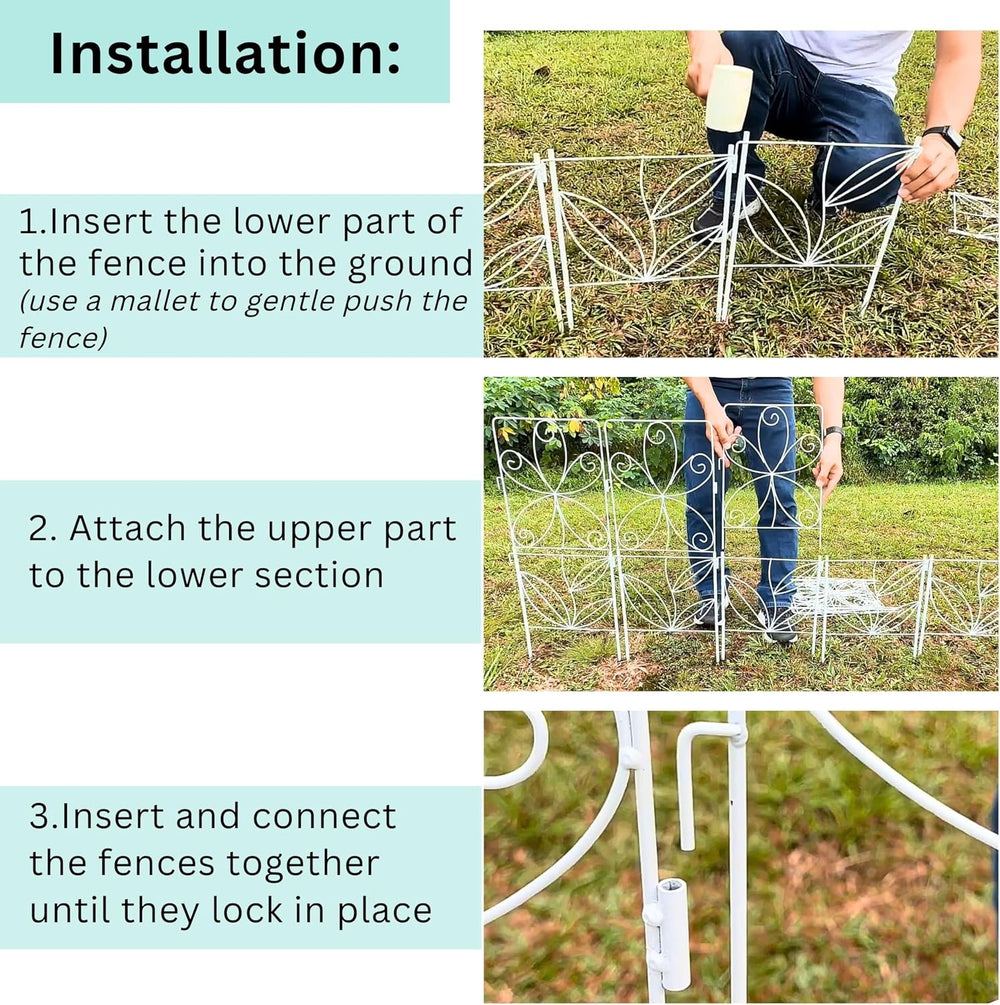 ShopLaLa Garden Fence (10 Panels) 12.5inx31in White Metal Wire Fences