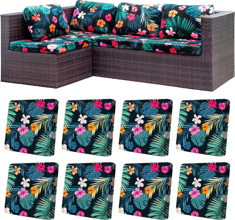 8 Pcs Outdoor Cushion Covers, Patio Sofa Cushion Covers Replacement