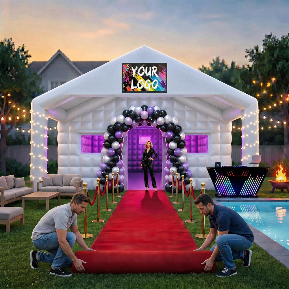 27×16×12Ft White Inflatable Nightclub, Blow up Party Tent with Blower