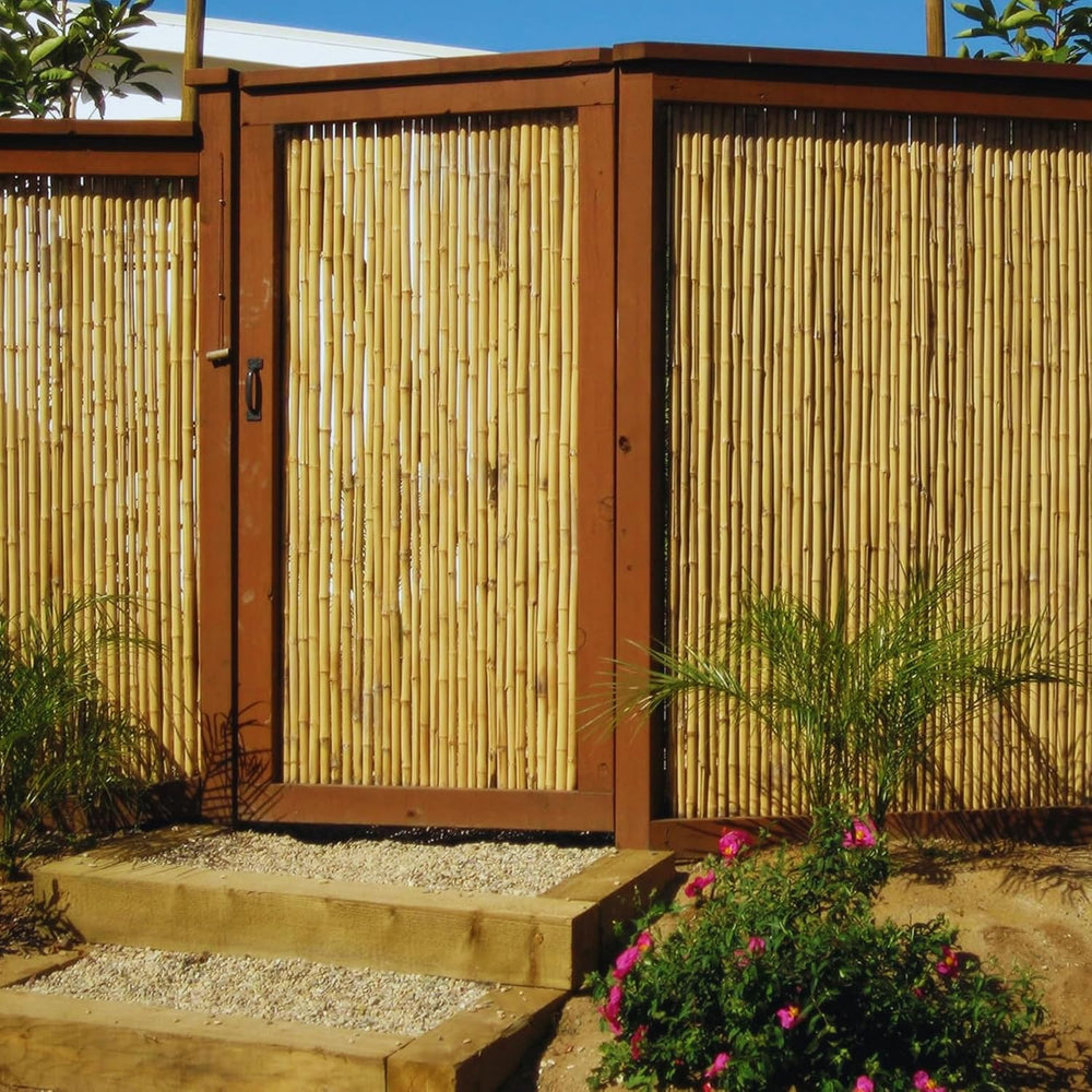 FOREVER BAMBOO Natural Bamboo Fencing Decorative Rolled Fence Panel 1 in D x ...