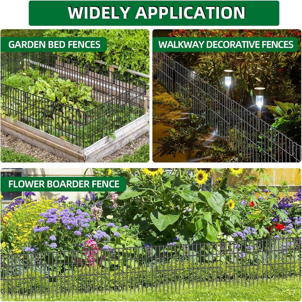 10 Panels Garden Fencing Animal Barrier, 17in (H) X 10.8ft (L) No Dig Dog Fen...