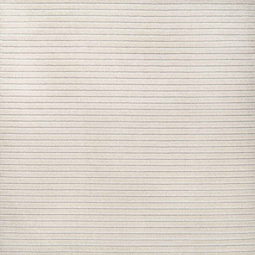 JONATHAN Y Aarhus High-Low Striped Ivory/Cream 7x7 Square Indoor/Outdoor Area...