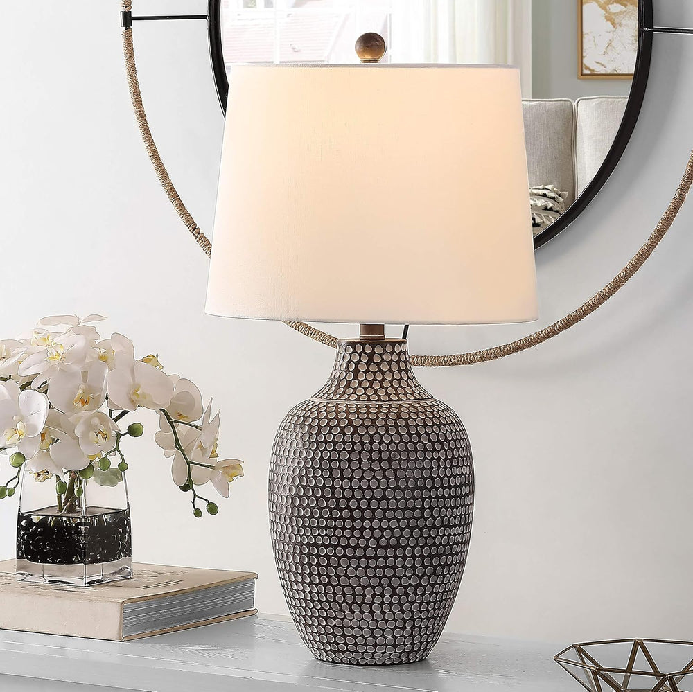 SAFAVIEH Lighting Collection Resler Modern Brown Dot 25-inch Bedroom Living R...