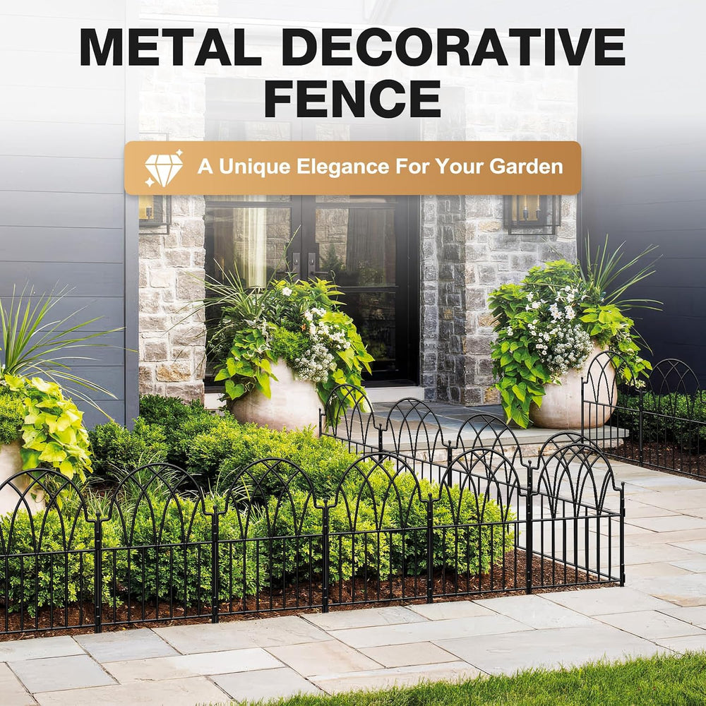 25 Pack Decorative Garden Fence Panels - 26.41Ft Arched Landscape Border with...