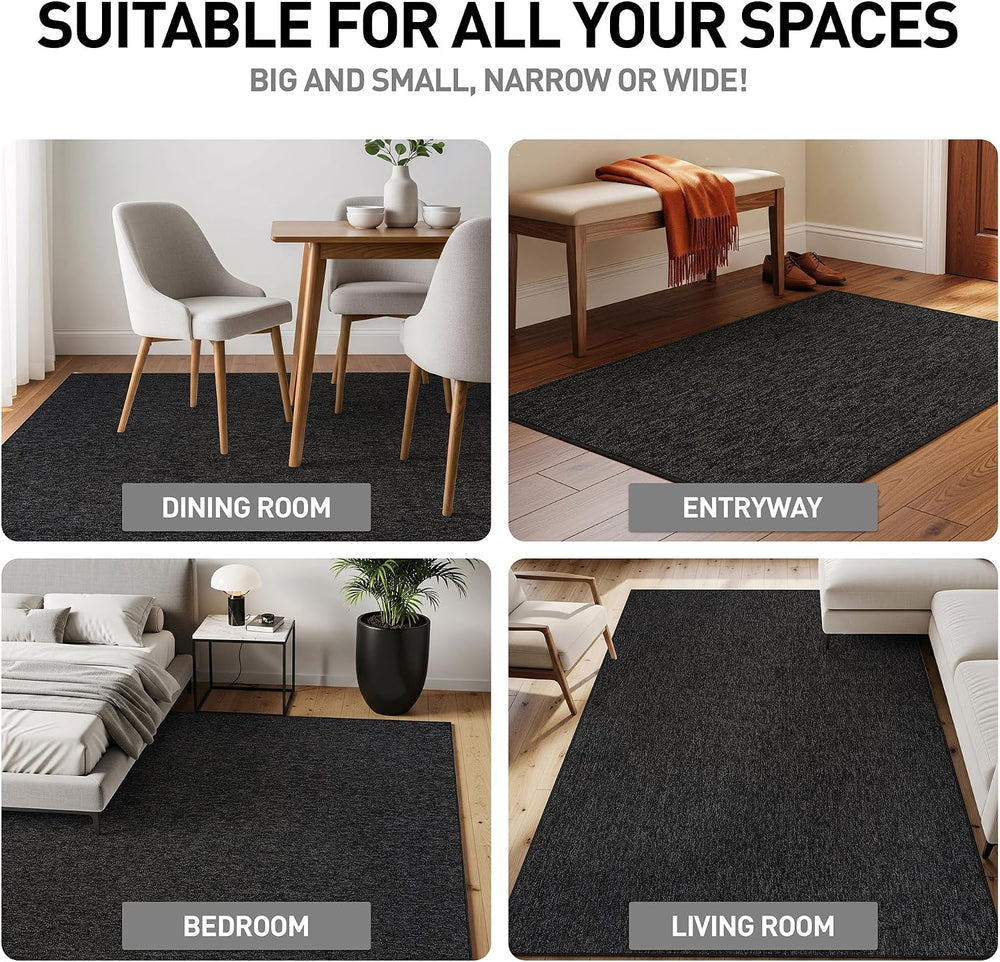 Rugshop Modern Textured Power Loomed Area Rug Non-Slip Dark Gray 5' x 7'