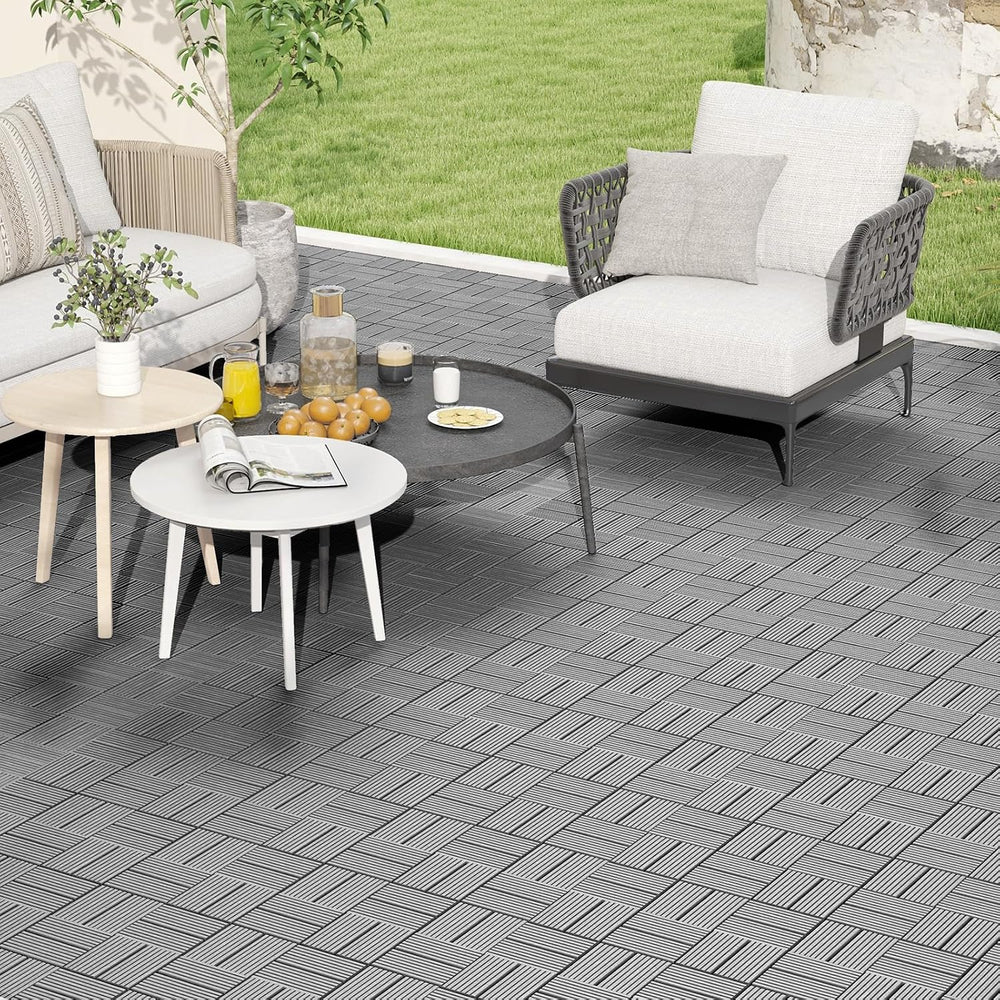 GIANTEX 18 PCS Interlocking Deck Tiles, 12" x 12" Composite Decking...
