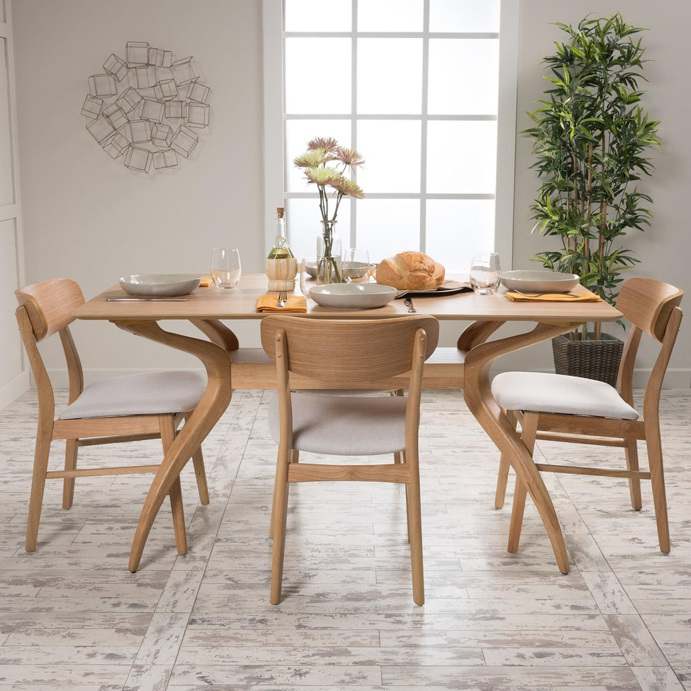 Christopher Knight Home Lucious Curved Leg Rectangular Dining Set, 5-Pcs Set,...