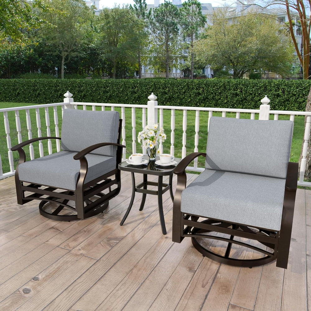 Kurapika 3 Pieces Patio Furniture Set, Outdoor Aluminum Rocking Chair, Patio ...