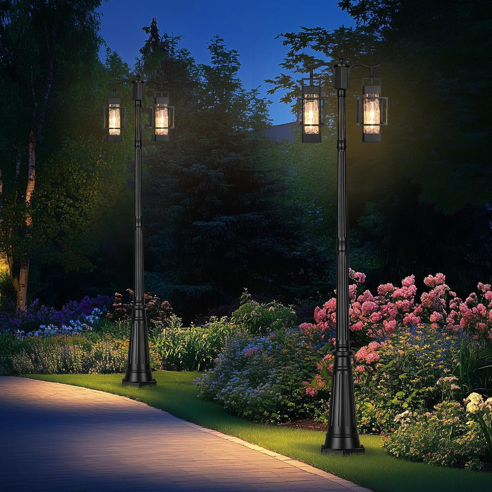 PARTPHONER Modern Outdoor Lamp Post Light 2-Head, Hardwired Street Light Post...