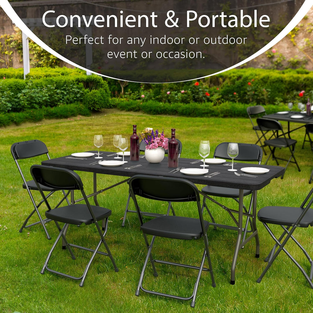 6 Feet Foldable Table with Built in Handle & Steel Legs | 6FT Heavy Duty ...