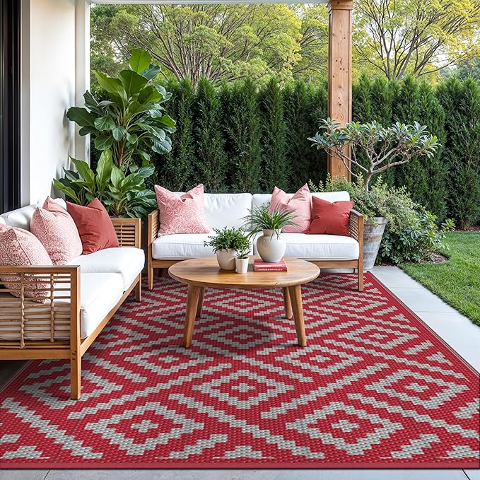 GENIMO Outdoor Rug for Patio Clearance, 8'x10' Reversible Plastic Str...