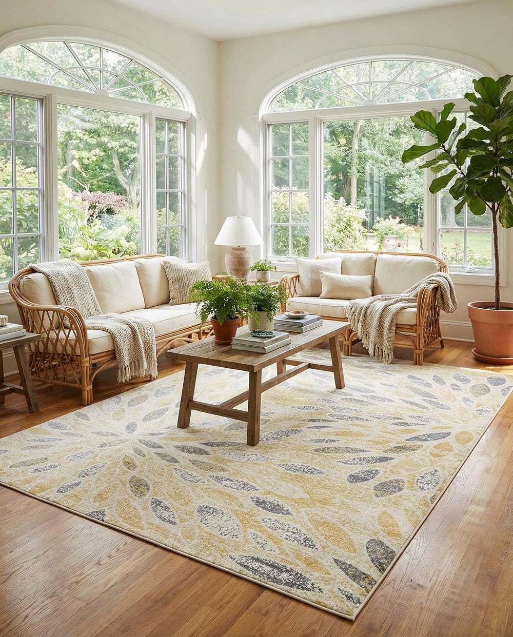 Rugs.com - Charleston Rug – 8' x 10' Yellow Easy-Clean Rug Modern Flo...