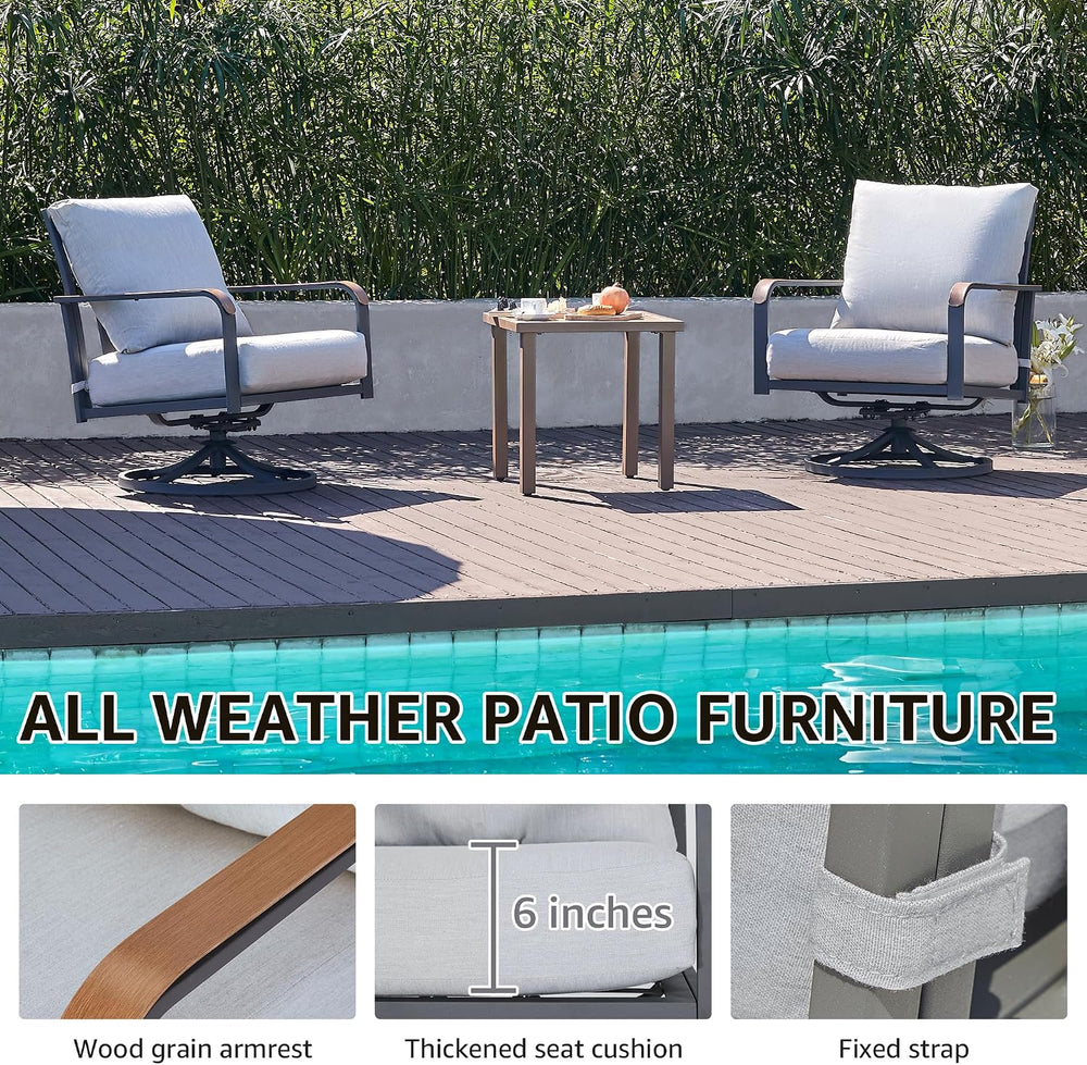 NATURAL EXPRESSIONS Patio Swivel Chairs Set of 2,Outdoor Rocker Chairs Set wi...
