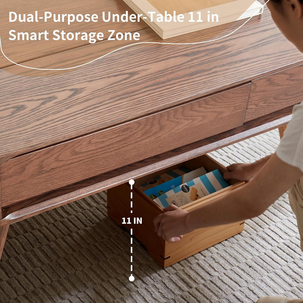 Wood Lift Top Coffee Table, 100% Solid Oak Wood Small Rising Dining Center Ta...
