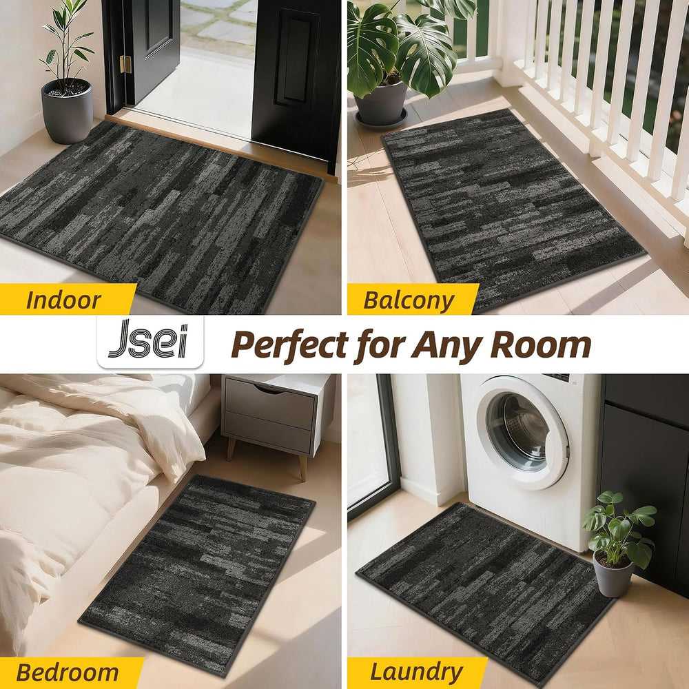 JSEI Dirt Trapper Door Mat 24"x36", Non-Slip Doormat, Light Gray