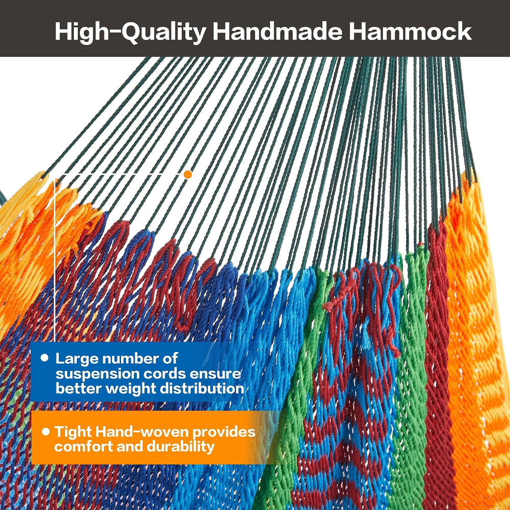 CHULIM Handwoven Mayan Hammock with 10ft Tree Straps, 550lbs Capacity Soft Ro...