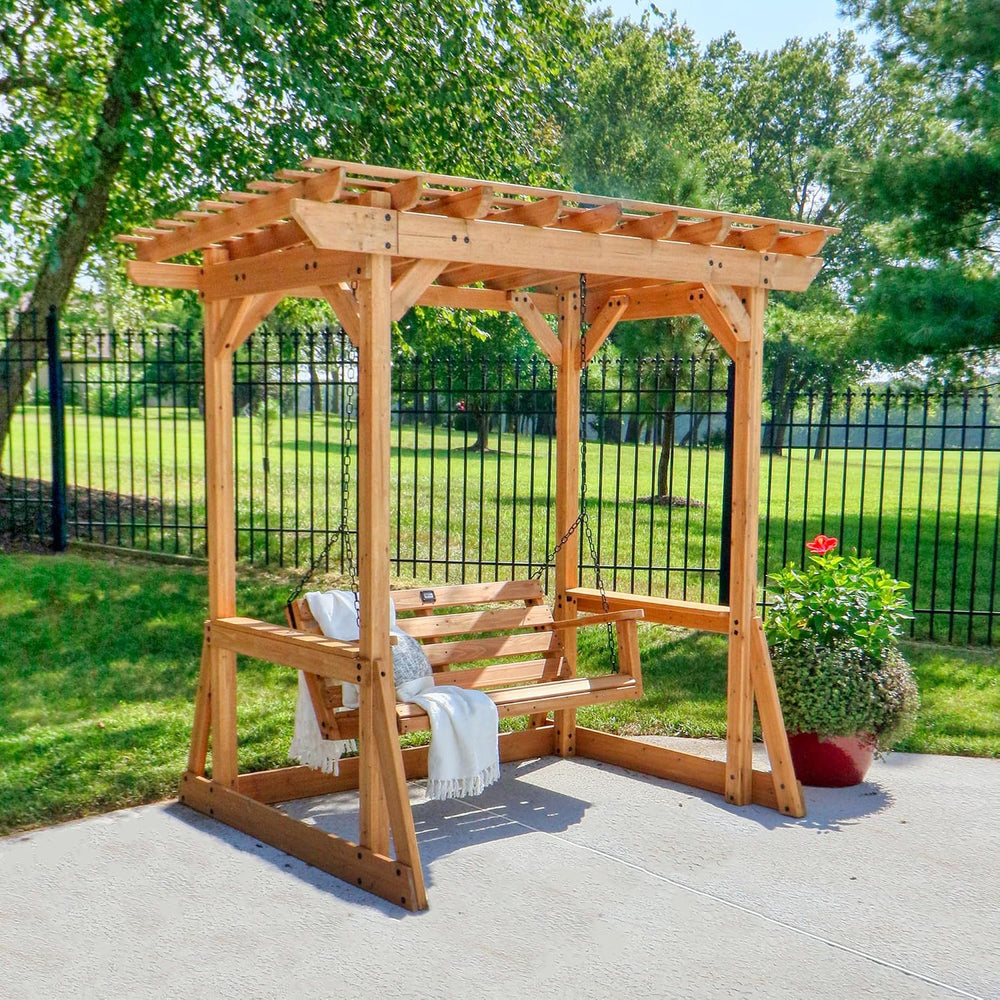 Backyard Discovery Callahan 8' x 5' Cedar Wood Outdoor Patio Pergola ...