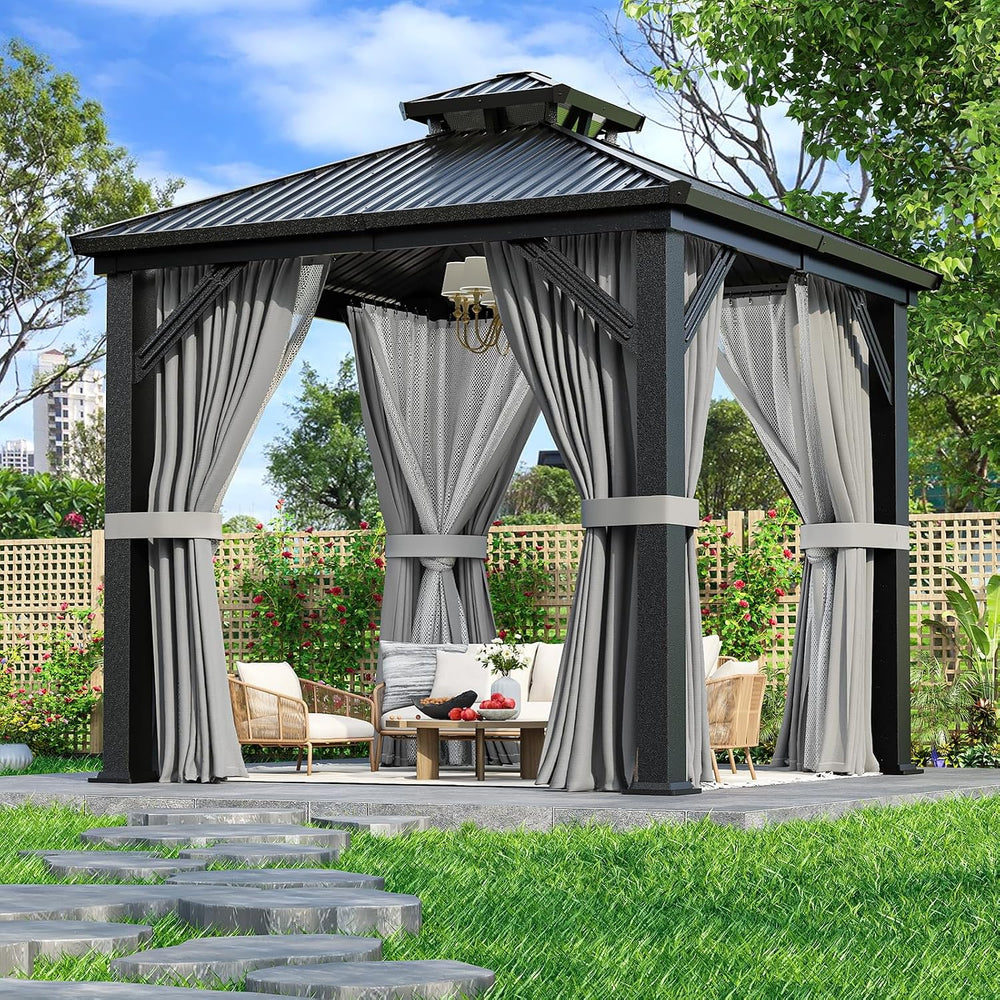 8x8 FT Hardtop All-Aluminum Gazebo Dark Gray