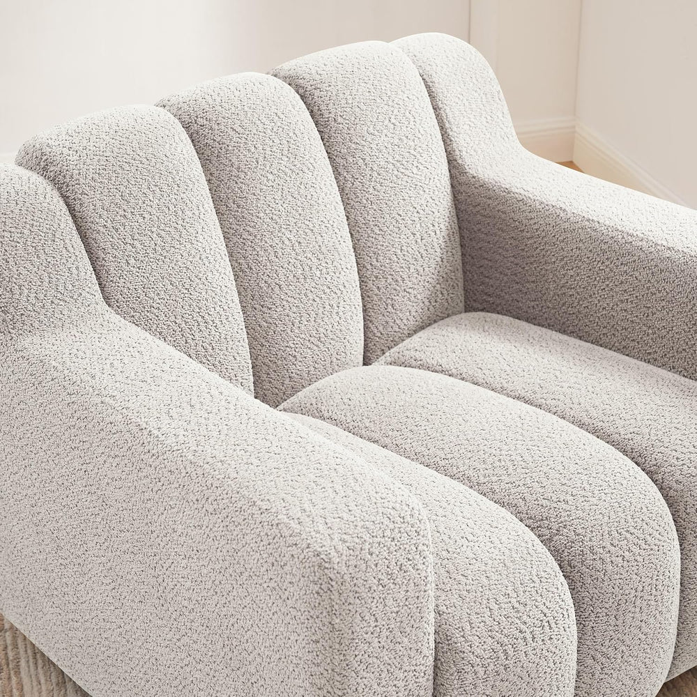 VANOMi Oversized Accent Chair, Modern Living Room Chairs, Boucle Khaki