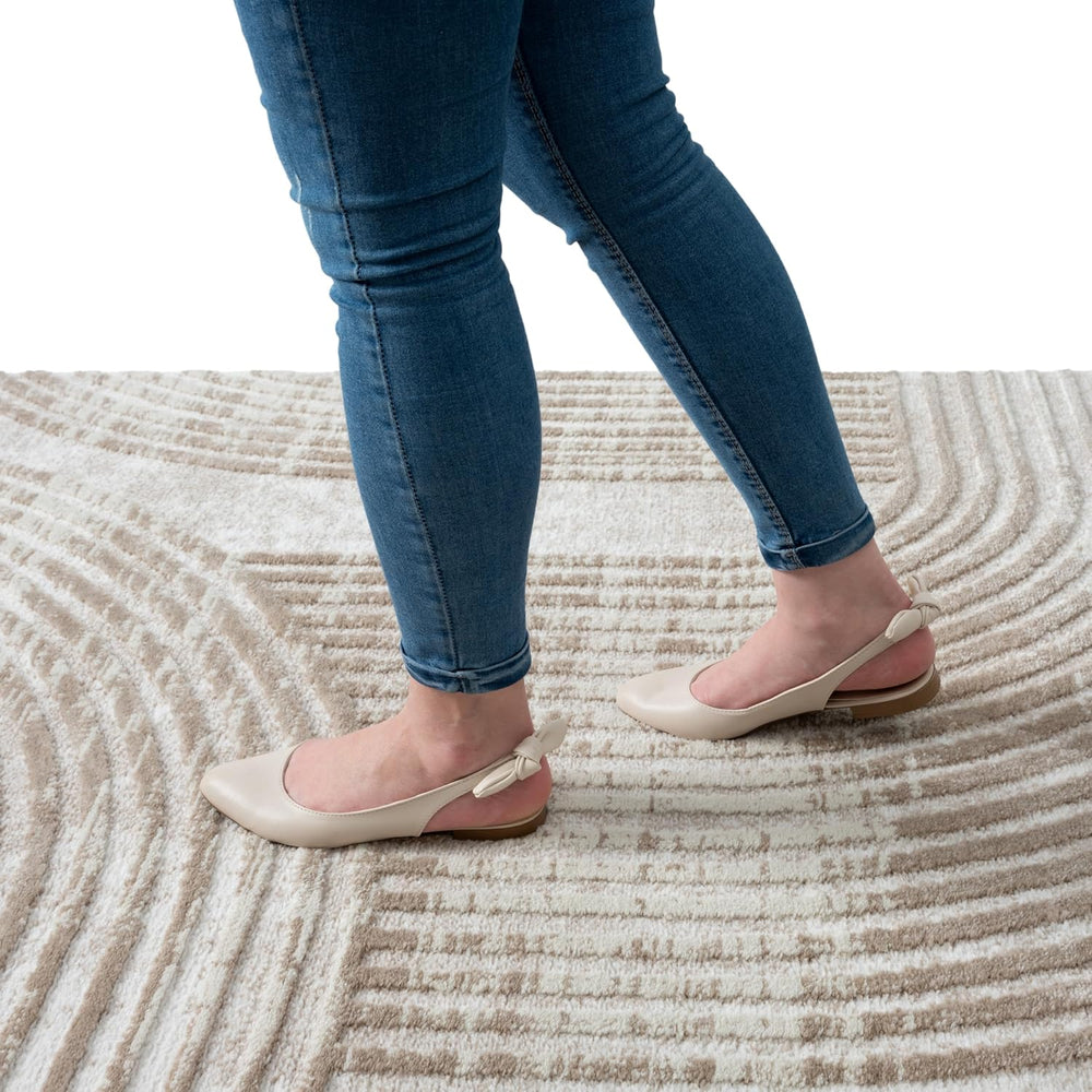 Abani Cream Area Rug for Living Room, Bedroom -Mid-Century Modern- 5' x 8...