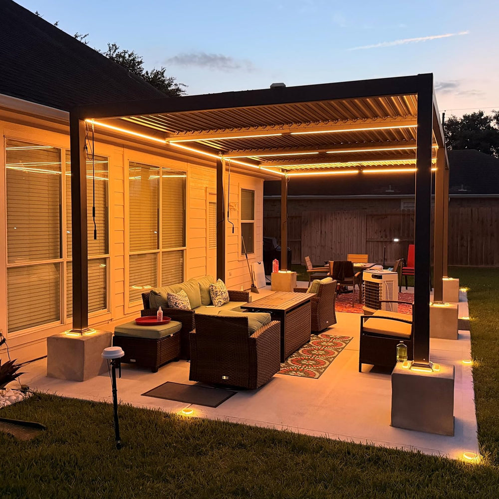 PURPLE LEAF 92KS Louvered Pergola 11.5' x 23.5' with LED Strip Light,...