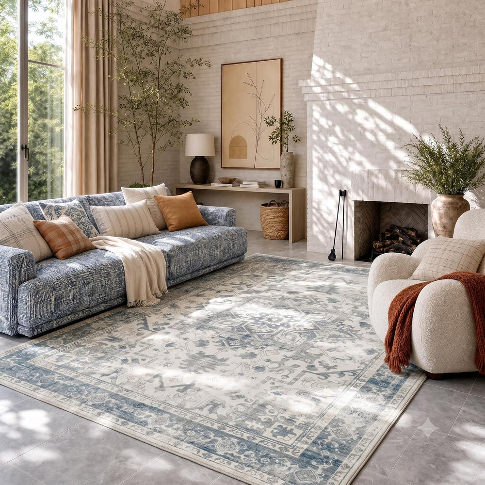 Rugxara 6x9 Washable Area Rug for Living Room,Light Blue Grey