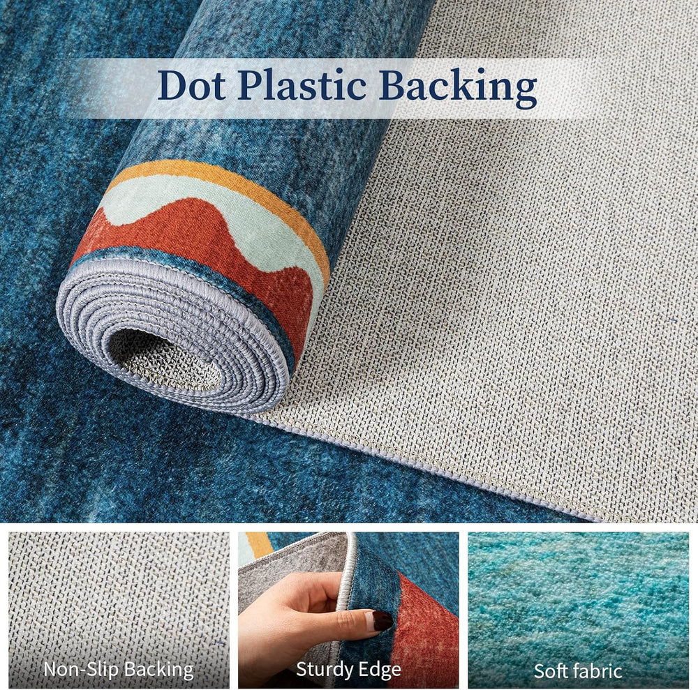 YIHOUSE Mid-Century Washed Style Area Rug 5x7 Washable Carpet for Living Room...