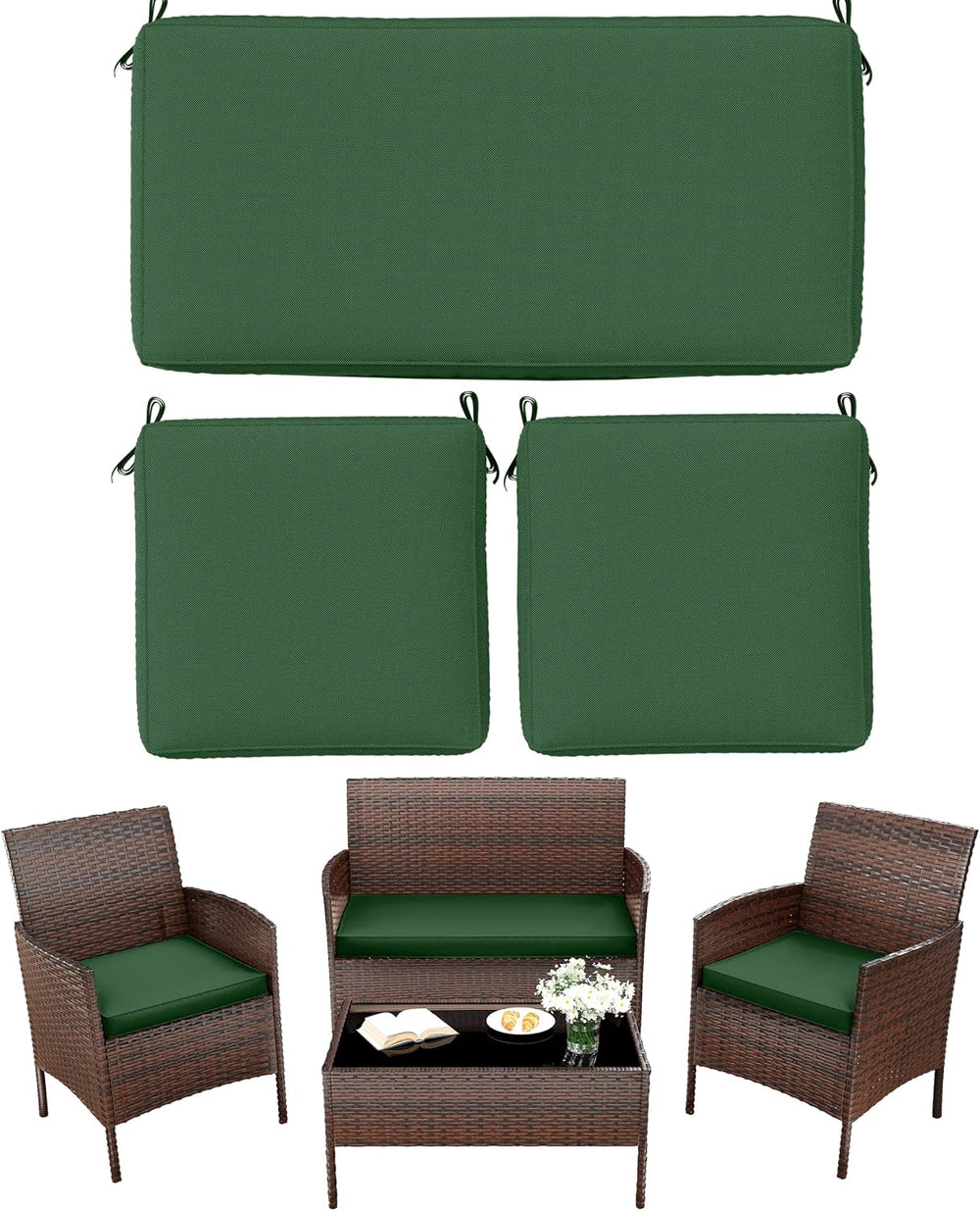 3 Pcs Outdoor Patio Chair Cushions,Waterproof Chair Pads,36x18x3,18x18x3