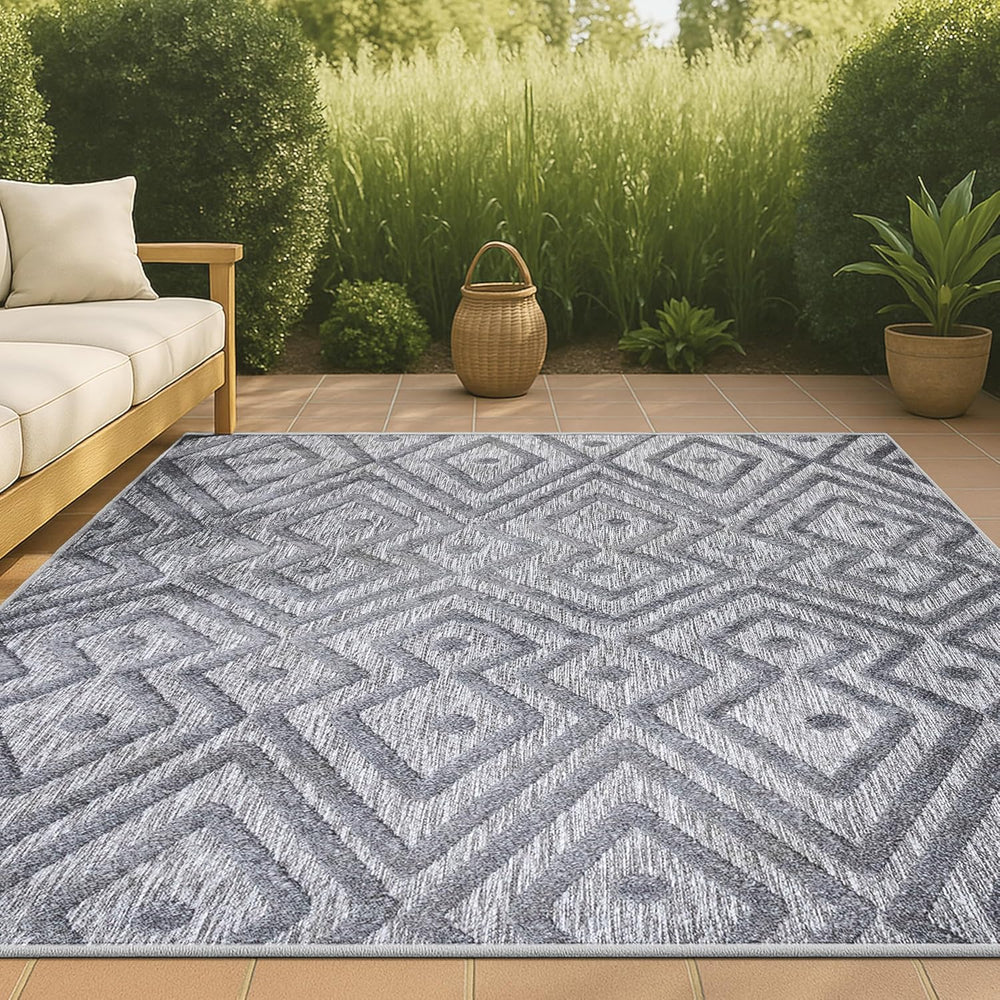 JONATHAN Y Moroccan Diamond Indoor Outdoor Area Rug 8X10 Dark Gray, Balansat ...