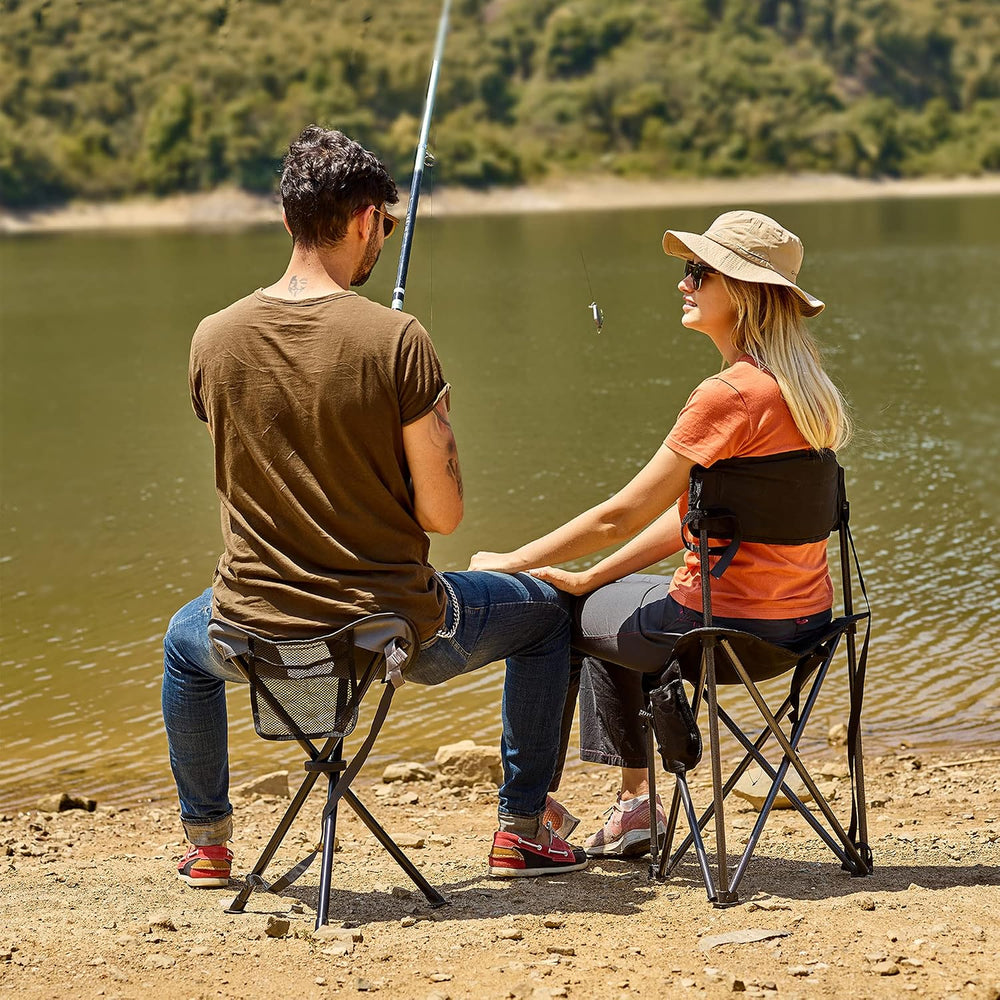 Portal Extra Large Quick Folding Tripod Stool with Backrest Fishing Camping C...